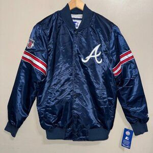 Starter MLB Atlanta Braves Baseball Satin Bomber Jacket Mens XL Retro Vintage